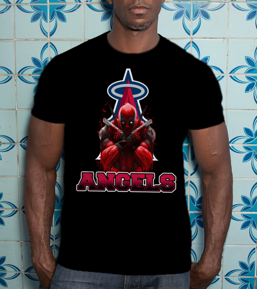 Deadpool With Los Angeles Angels Halo Logo Crossover Fans T-Shirt