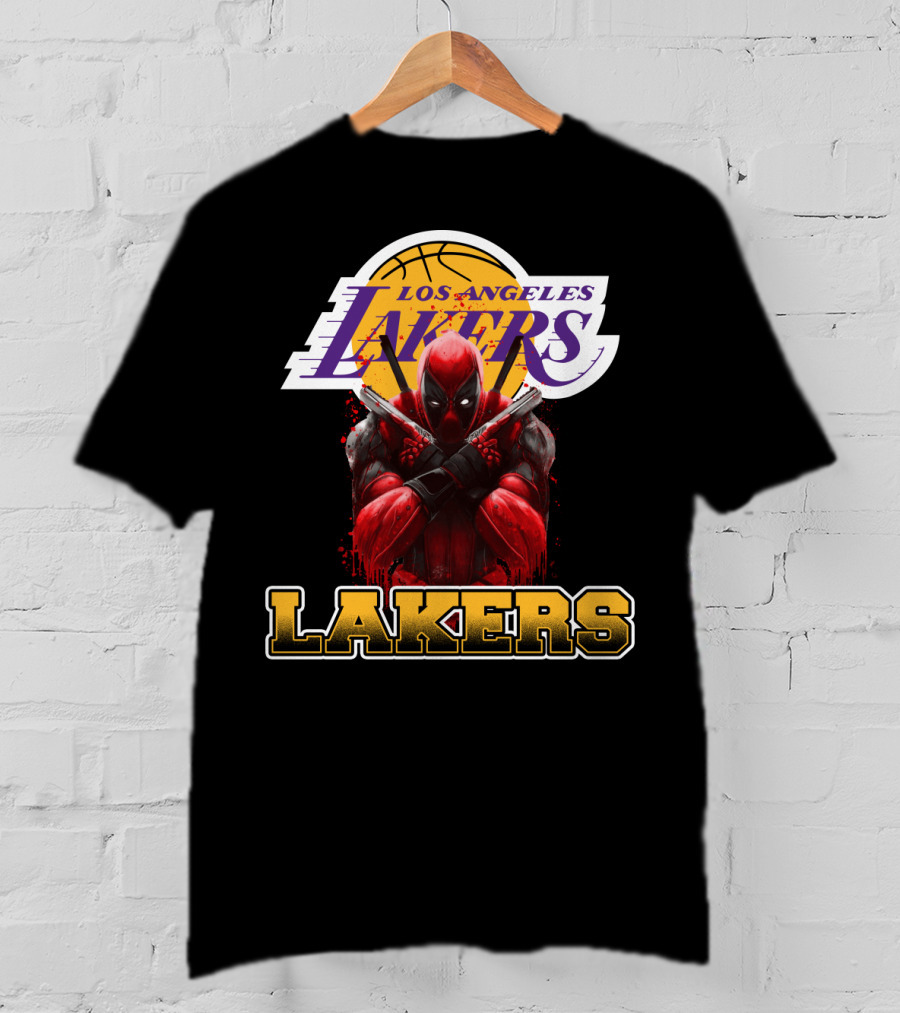 Deadpool In Los Angeles Lakers Colors With Logo Elements T-Shirt