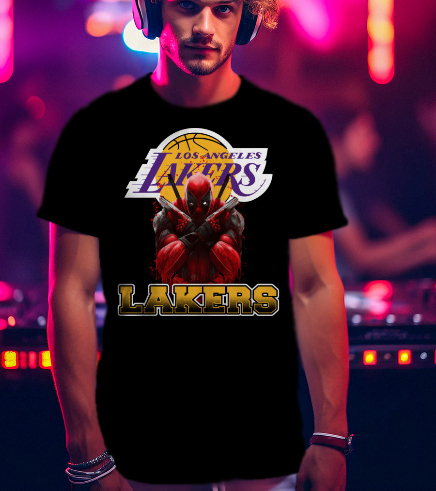 Deadpool In Los Angeles Lakers Colors With Logo Elements T-Shirt
