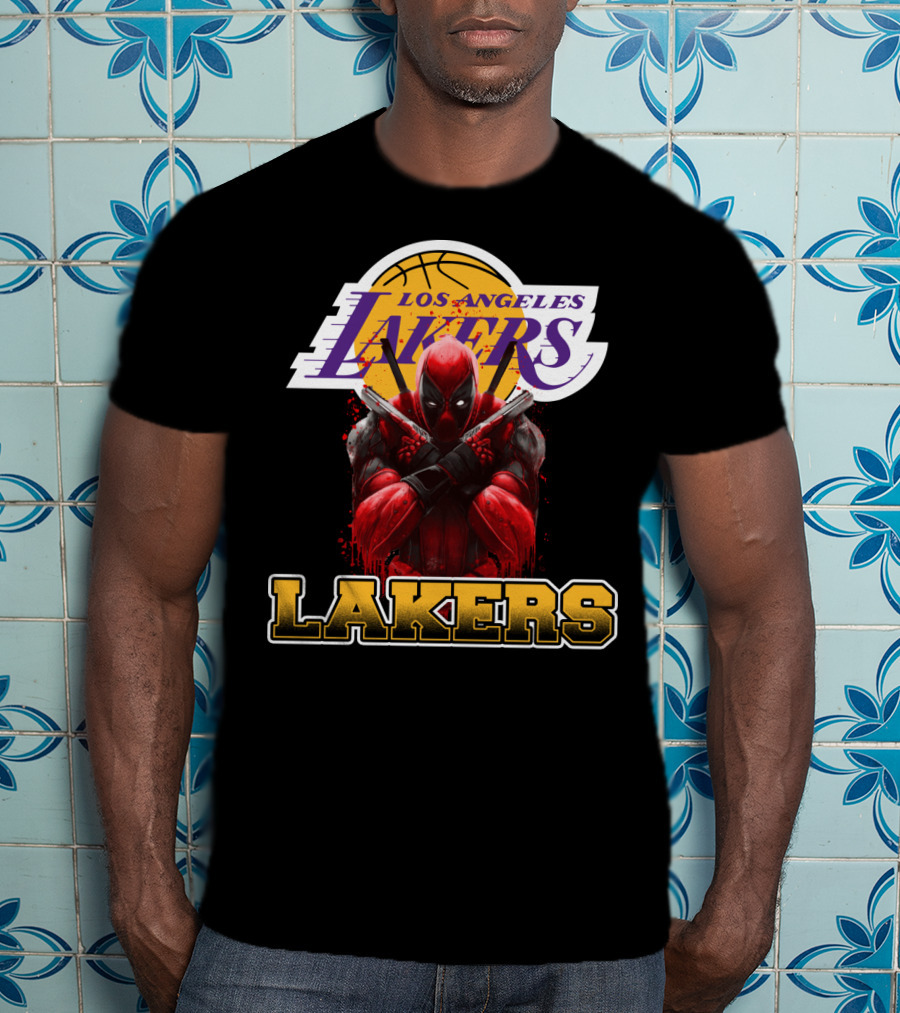 Deadpool In Los Angeles Lakers Colors With Logo Elements T-Shirt
