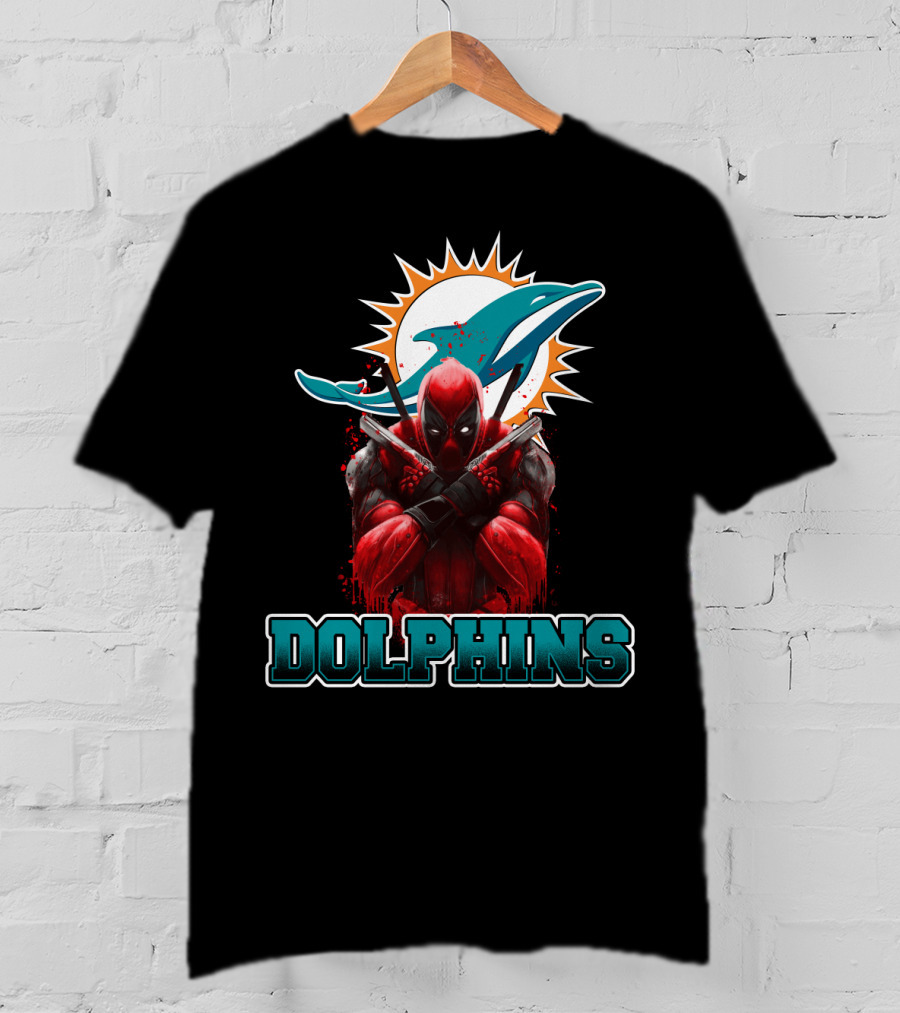 Miami Dolphins Logo And Deadpool Crossover Fans T-Shirt