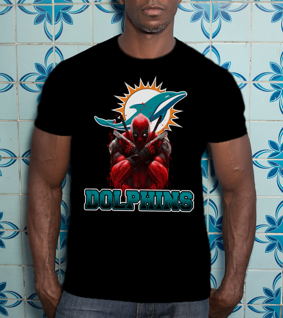 Miami Dolphins Logo And Deadpool Crossover Fans T-Shirt