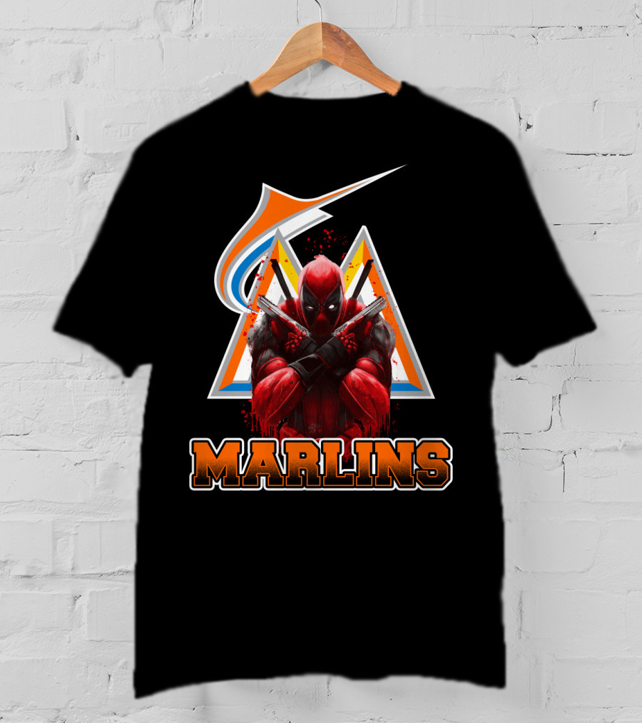 Miami Marlins Deadpool Crossover Fan Favorite Collaboration T-Shirt