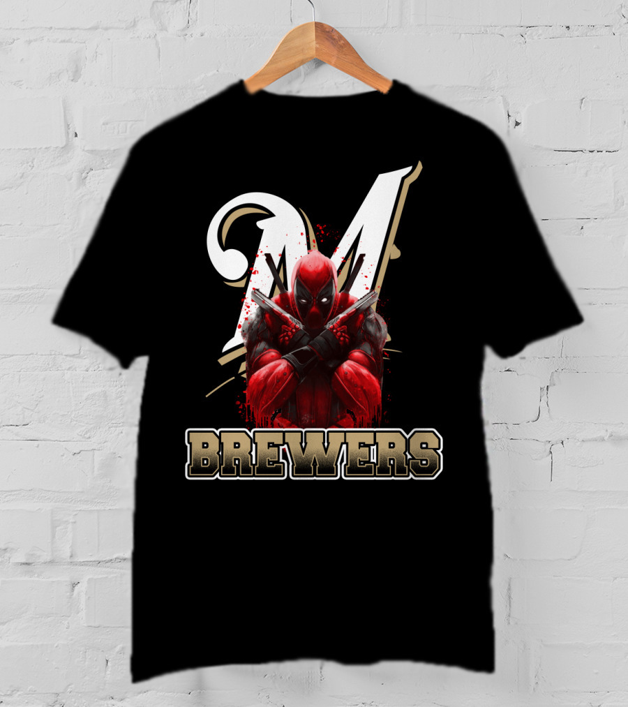 Milwaukee Brewers Deadpool Crossed Arms T-Shirt