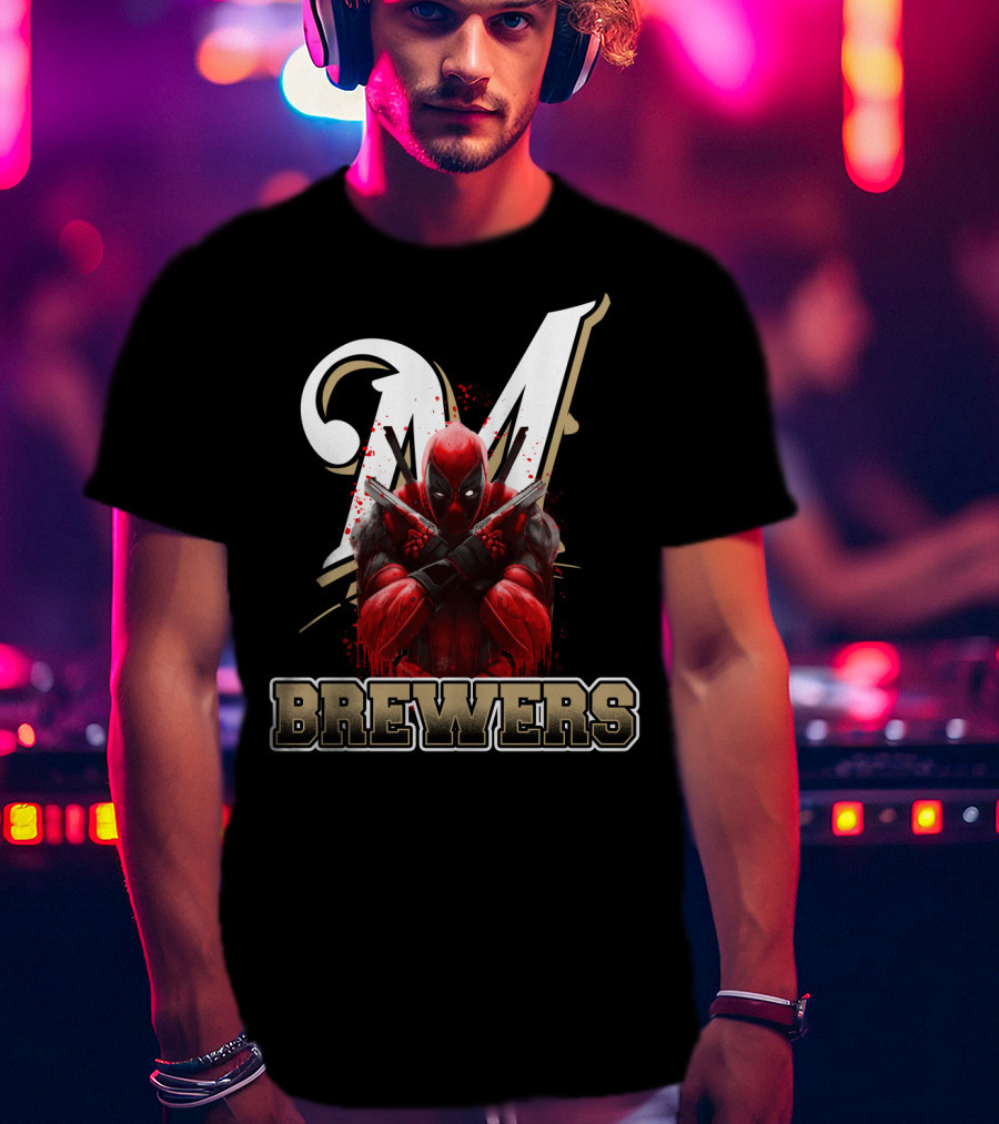 Milwaukee Brewers Deadpool Crossed Arms T-Shirt