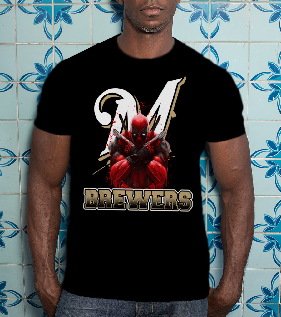 Milwaukee Brewers Deadpool Crossed Arms T-Shirt