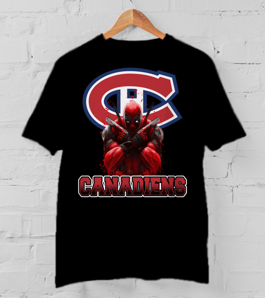 Montreal Canadiens Enthusiasts With Deadpool Fandom Crossover T-Shirt