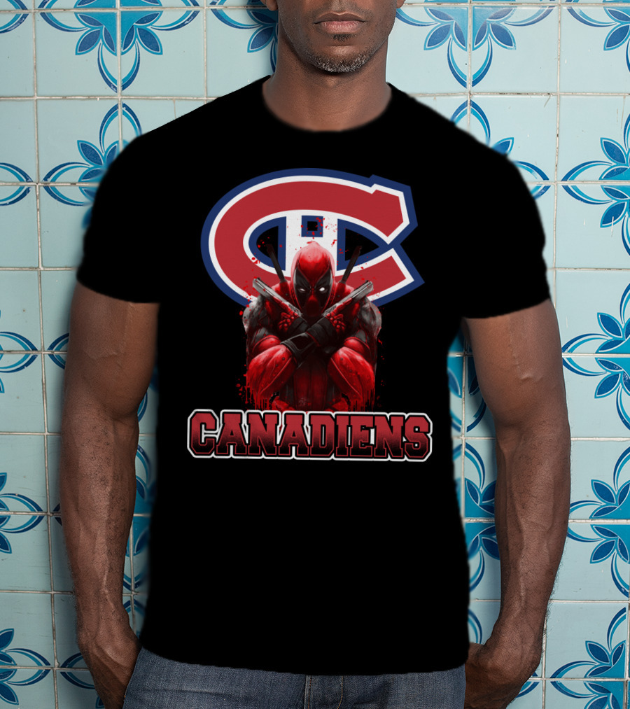 Montreal Canadiens Enthusiasts With Deadpool Fandom Crossover T-Shirt