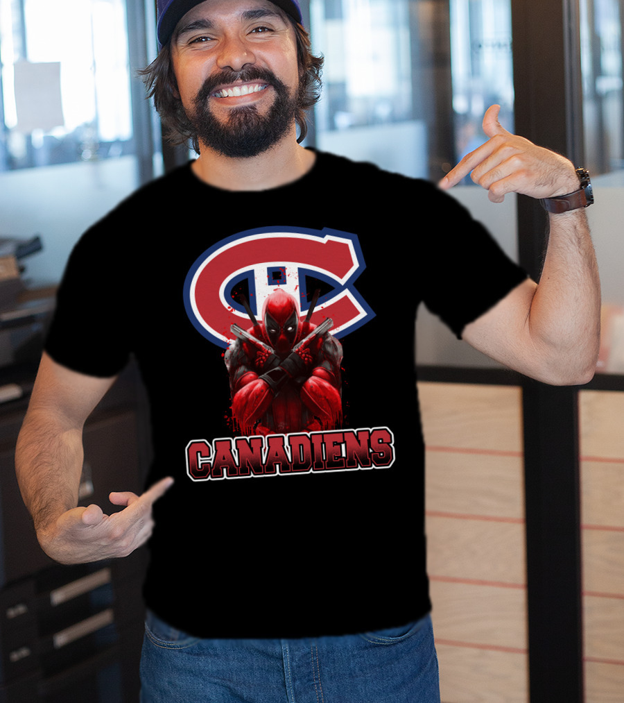 Montreal Canadiens Enthusiasts With Deadpool Fandom Crossover T-Shirt