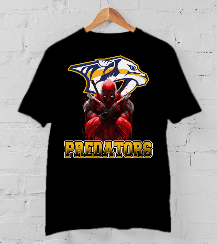 Nashville Predators Deadpool Crossover Predators Logo Deadpool Character T-Shirt