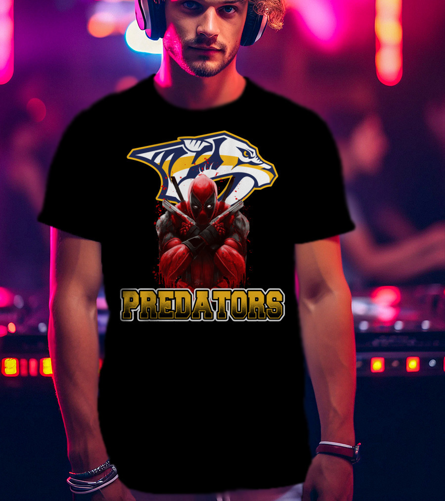 Nashville Predators Deadpool Crossover Predators Logo Deadpool Character T-Shirt