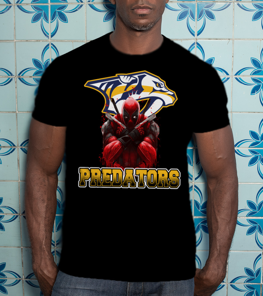 Nashville Predators Deadpool Crossover Predators Logo Deadpool Character T-Shirt