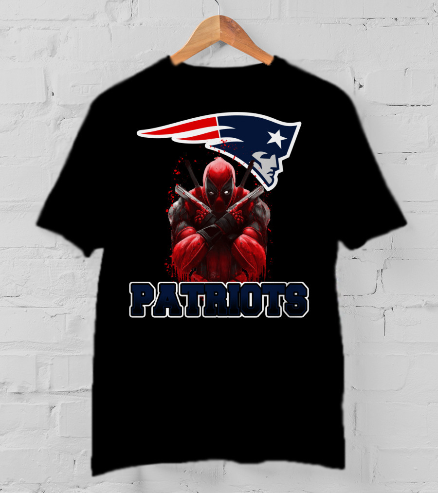 Patriots Deadpool Crossover With New England Patriots Logo Featuring Marvel Character T-Shirt