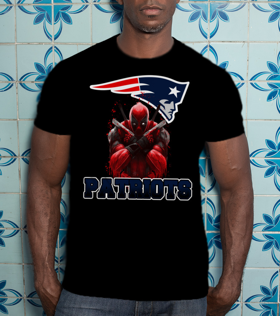 Patriots Deadpool Crossover With New England Patriots Logo Featuring Marvel Character T-Shirt