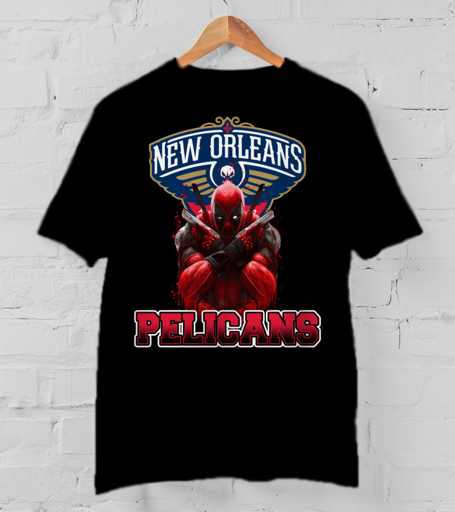 New Orleans Pelicans Deadpool Crossover Fans NBA Marvel Collaboration T-Shirt