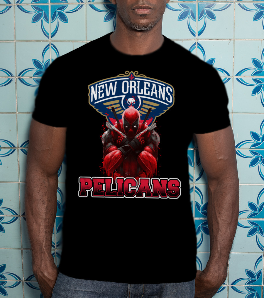 New Orleans Pelicans Deadpool Crossover Fans NBA Marvel Collaboration T-Shirt