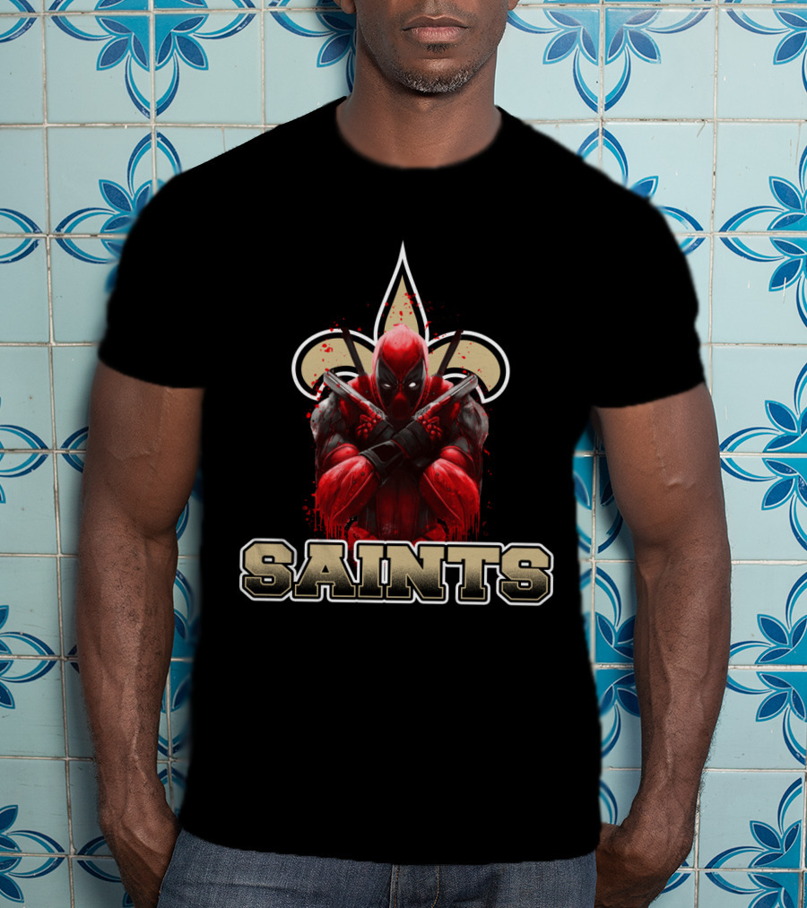 New Orleans Saints Deadpool Crossover Fleur-de-Lis Fans T-Shirt