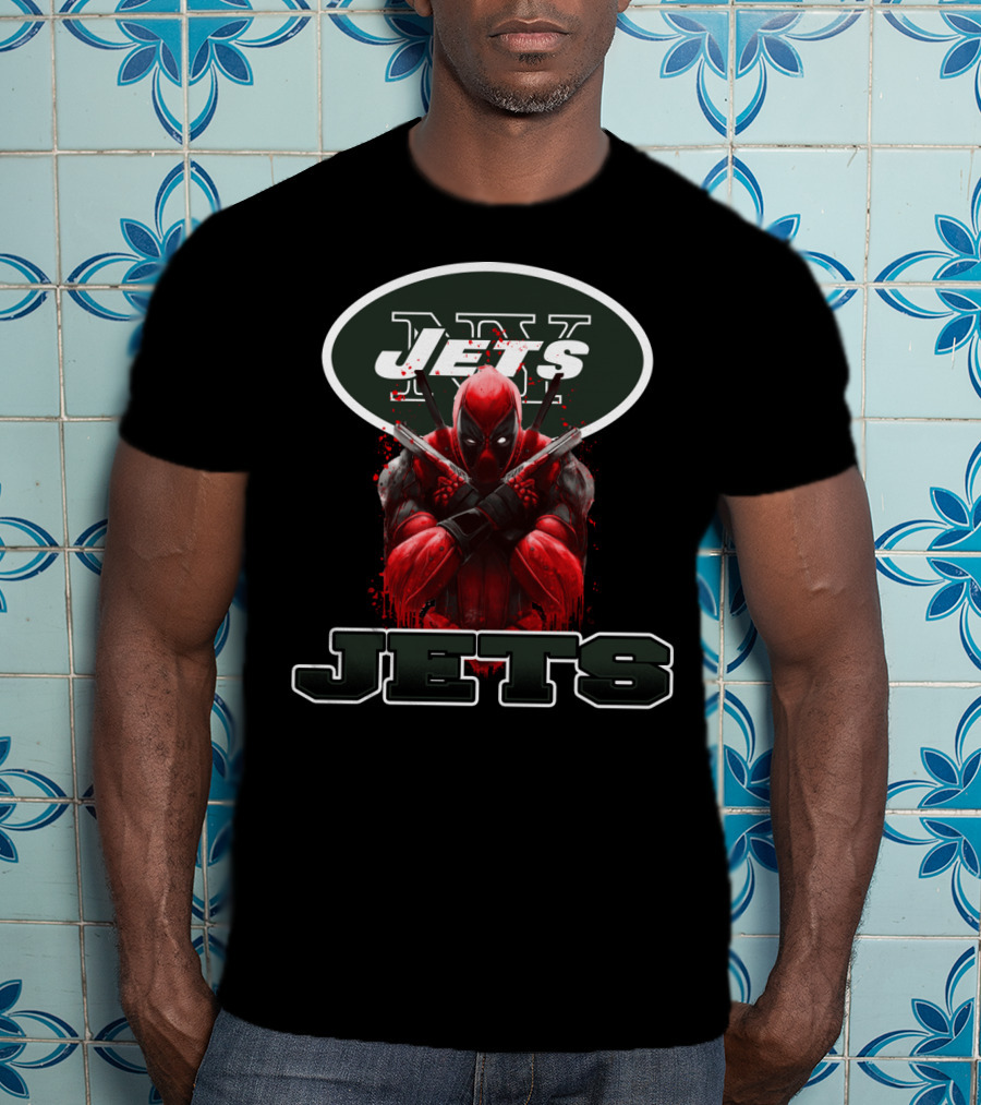 NY Jets Deadpool Crossover Fan Mashup T-Shirt