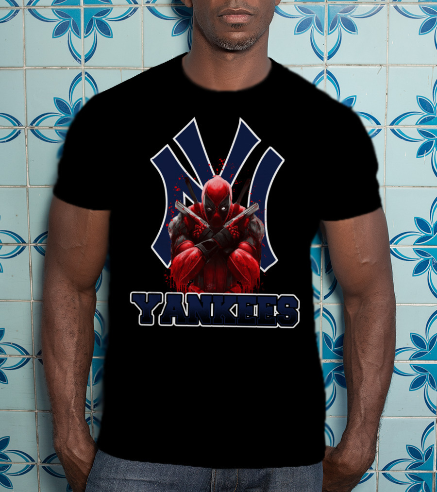 New York Yankees Logo With Deadpool Crossover For Fans T-Shirt