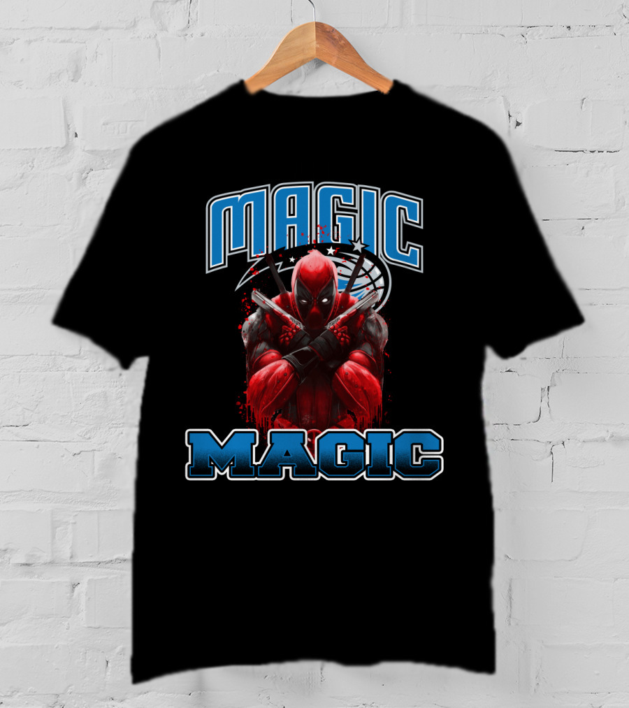 Orlando Magic Deadpool Crossover Fans Basketball Superhero Mashup T-Shirt