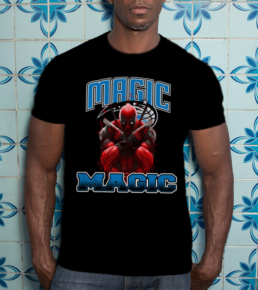 Orlando Magic Deadpool Crossover Fans Basketball Superhero Mashup T-Shirt