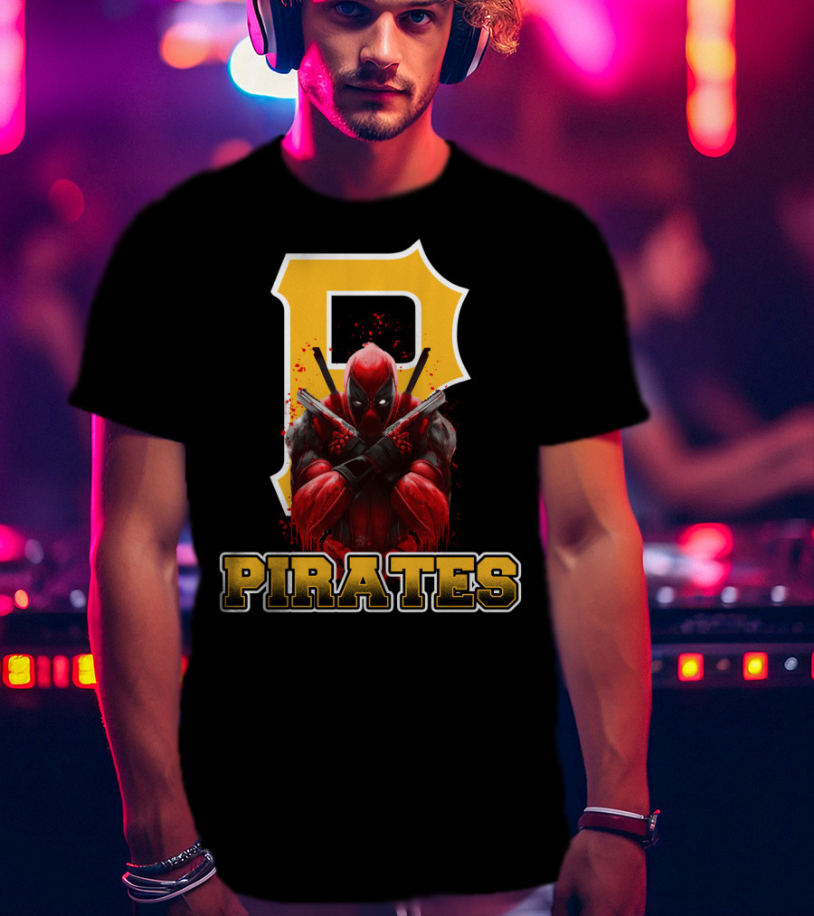 Pittsburgh Pirates Deadpool Crossover Fans Baseball Superhero Mashup T-Shirt