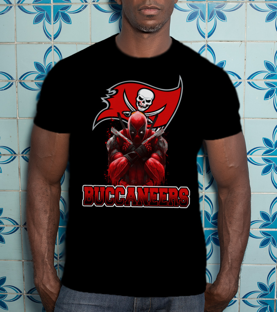 Tampa Bay Buccaneers Deadpool Crossover Fans NFL Football Marvel Comics T-Shirt