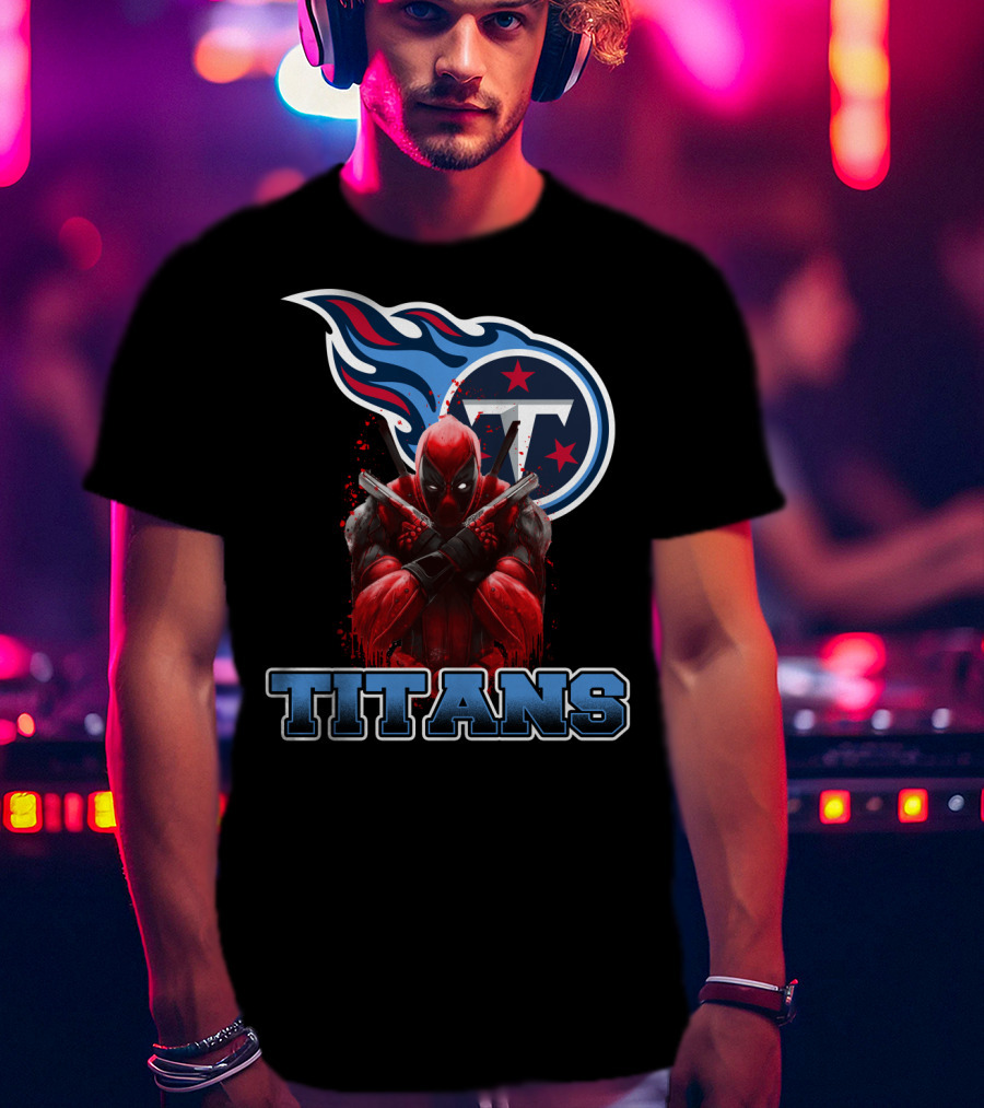 Tennessee Titans Logo And Deadpool Crossover Fan Gear T-Shirt