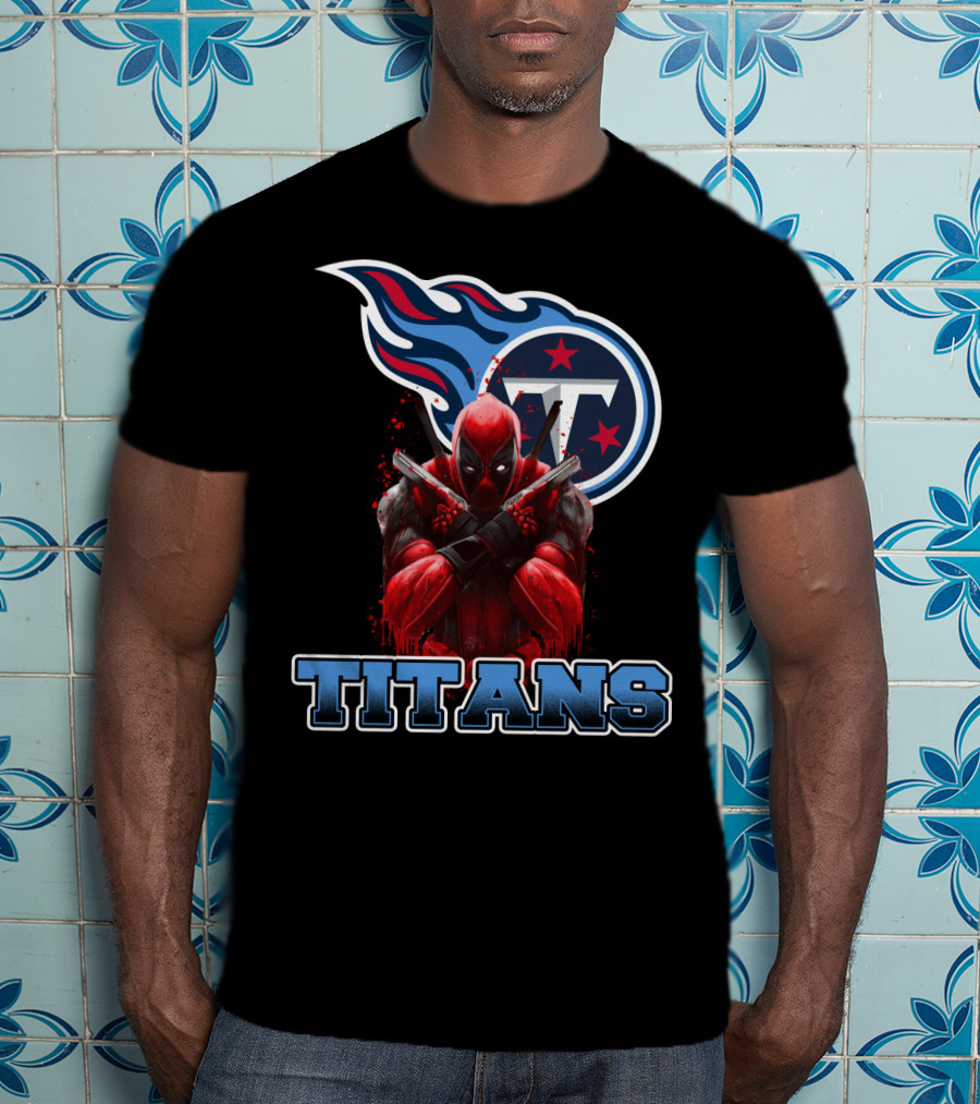 Tennessee Titans Logo And Deadpool Crossover Fan Gear T-Shirt