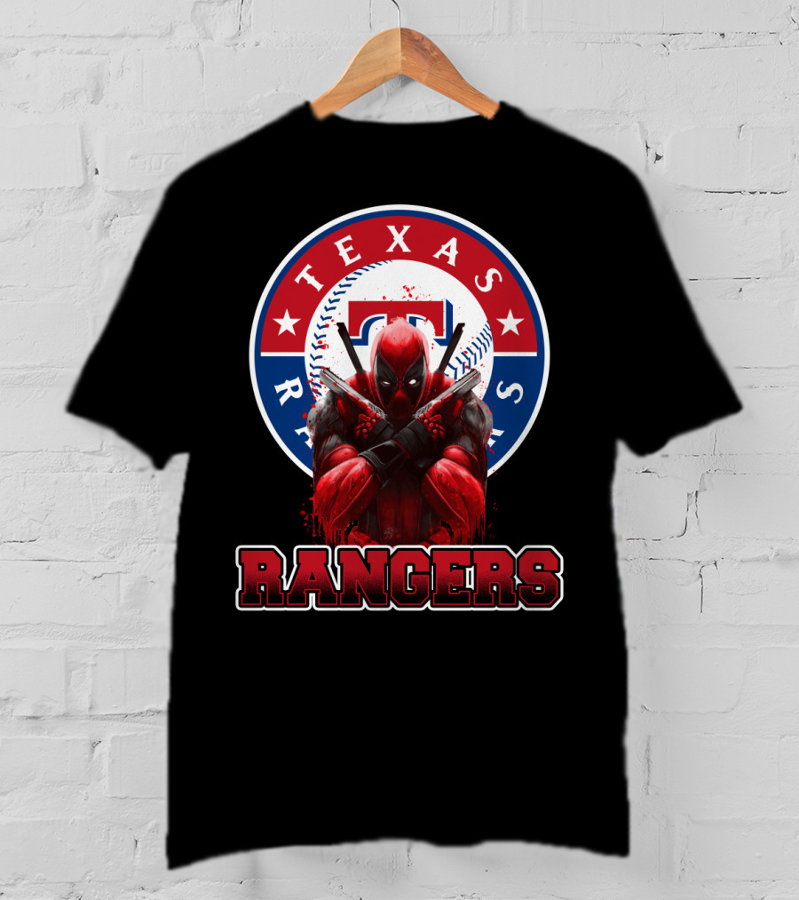 Texas Rangers Deadpool Crossover With Baseball T-Shirt