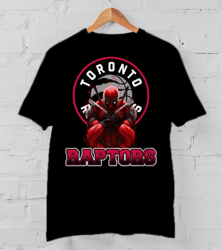 Toronto Raptors And Deadpool Collaboration Raptors Basketball Crossover T-Shirt