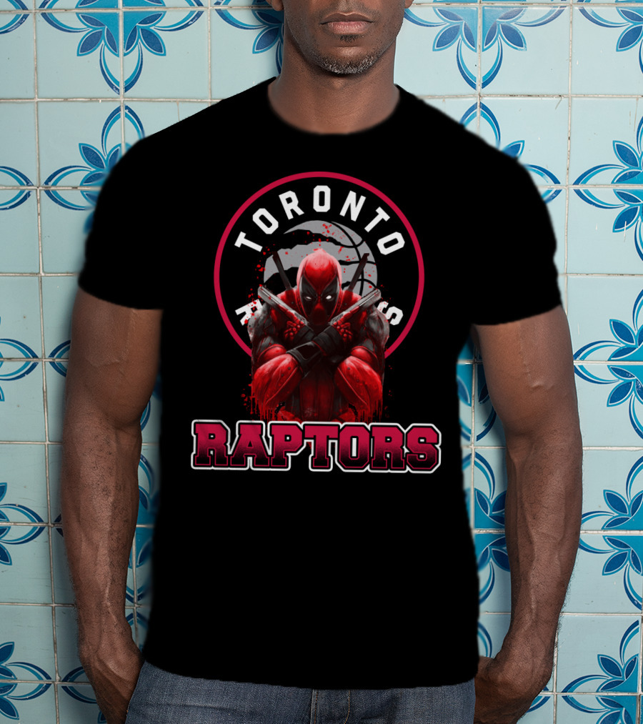 Toronto Raptors And Deadpool Collaboration Raptors Basketball Crossover T-Shirt
