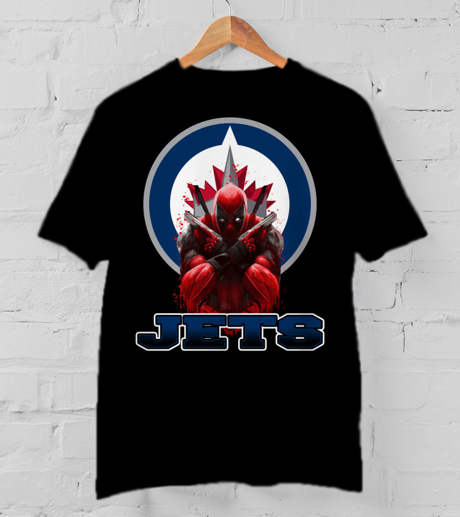 Winnipeg Jets Deadpool Crossover Logo Fans T-Shirt