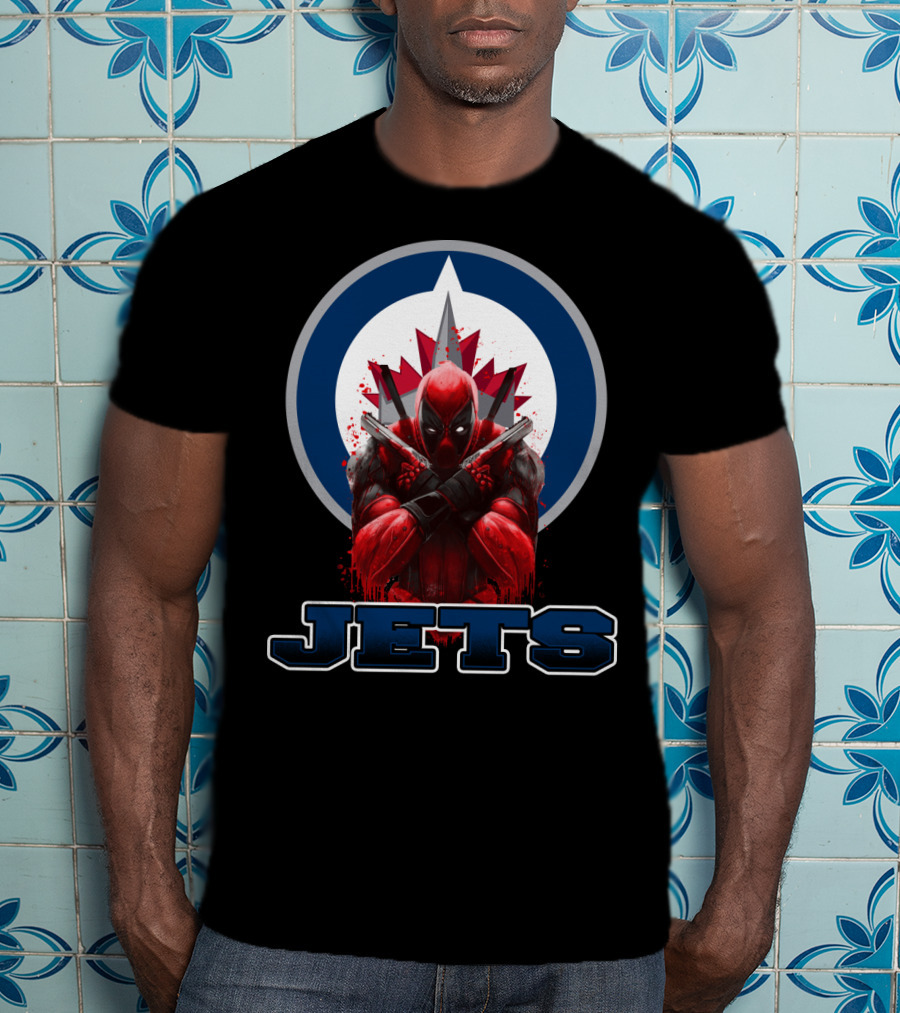 Winnipeg Jets Deadpool Crossover Logo Fans T-Shirt