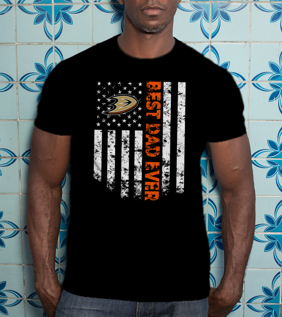 Anaheim Ducks Best Dad Ever American Flag Style T-Shirt