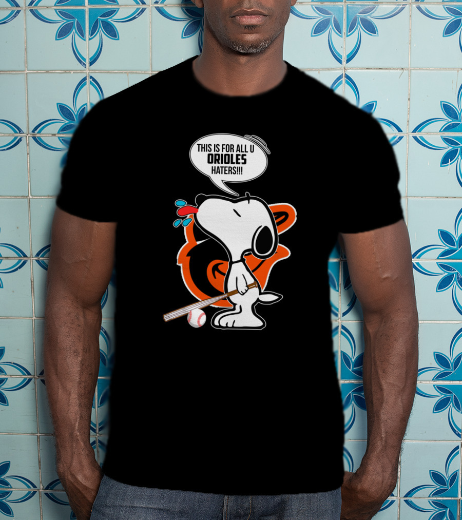 Snoopy Celebrating Baltimore Orioles With Baseball Bat For Orioles Haters T-Shirt