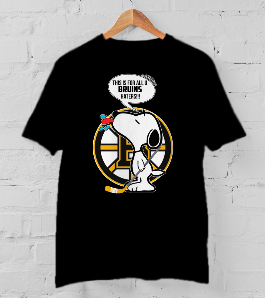Snoopy Boston Bruins Haters Message With Hockey Stick T-Shirt