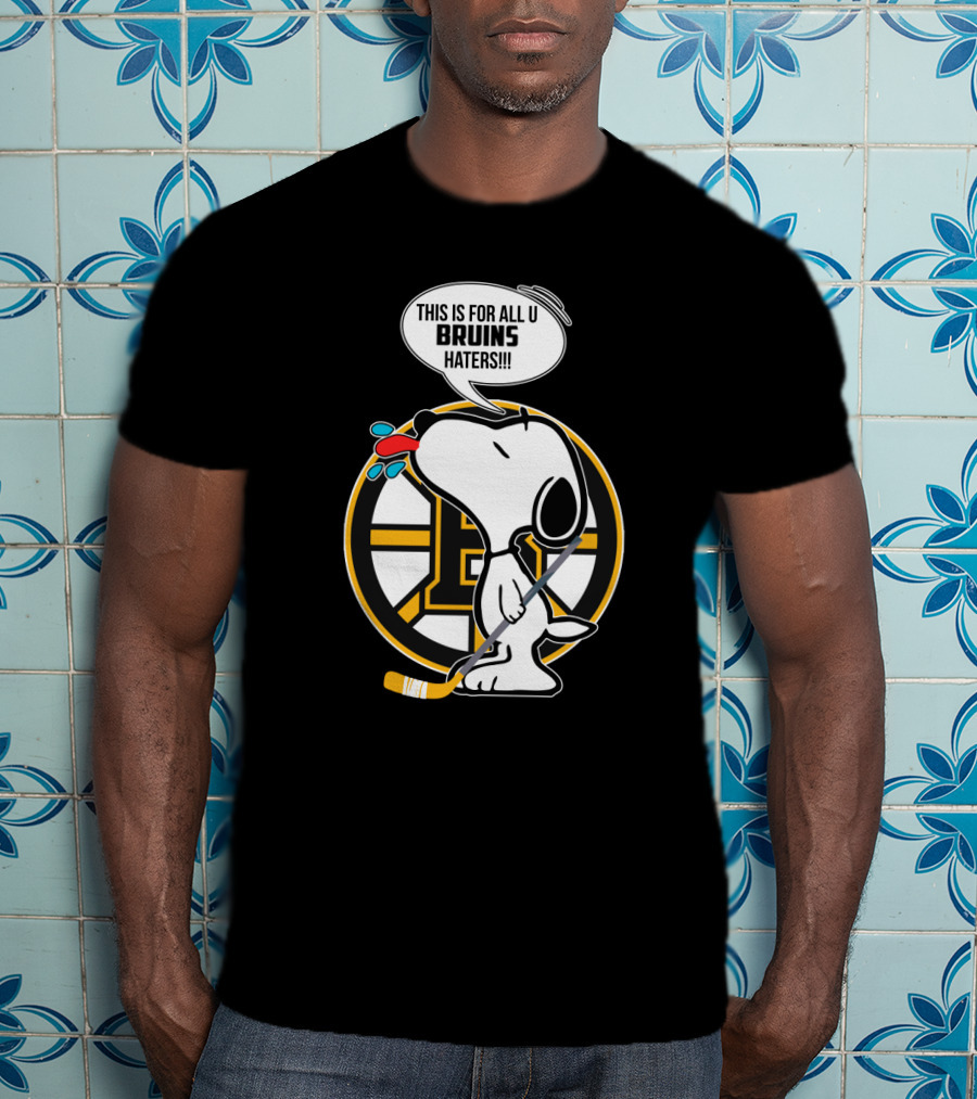 Snoopy Boston Bruins Haters Message With Hockey Stick T-Shirt