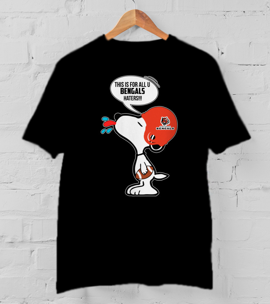 Snoopy Cincinnati Bengals Helmet Speech Bubble Haters Football T-Shirt