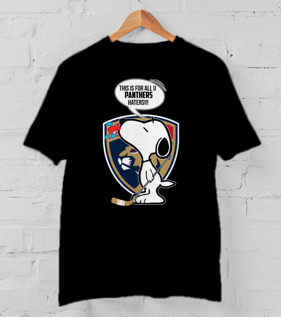 Snoopy With Hockey Stick And Florida Panthers Logo For Panthers Haters T-Shirt