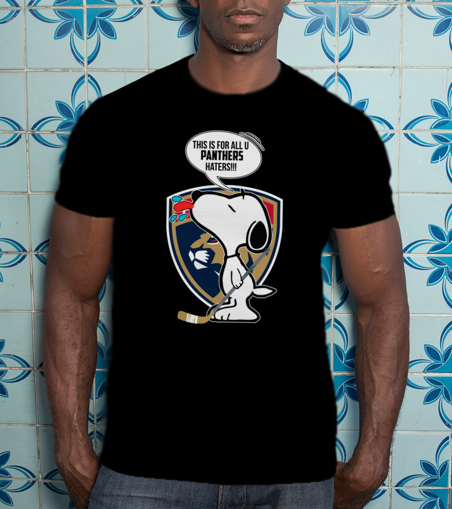 Snoopy With Hockey Stick And Florida Panthers Logo For Panthers Haters T-Shirt