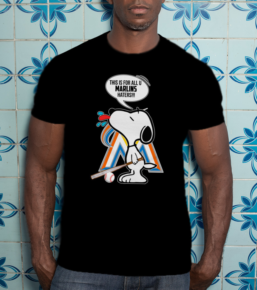 Snoopy Miami Marlins Haters Baseball Fan Humor T-Shirt