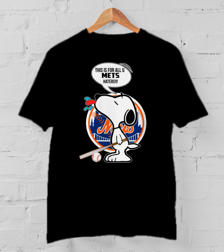 Snoopy New York Mets Fans Baseball Graphic - Mets Haters Speech Bubble T-Shirt