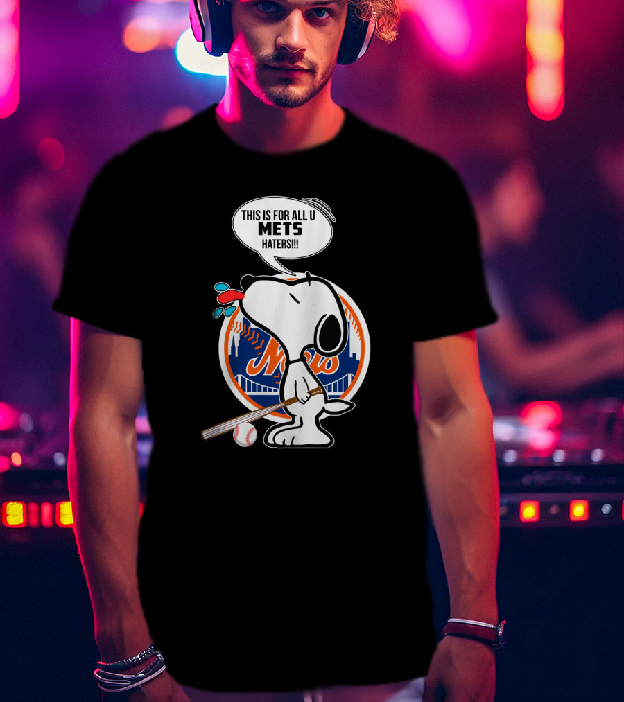 Snoopy New York Mets Fans Baseball Graphic - Mets Haters Speech Bubble T-Shirt