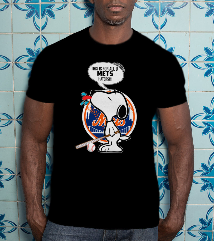 Snoopy New York Mets Fans Baseball Graphic - Mets Haters Speech Bubble T-Shirt