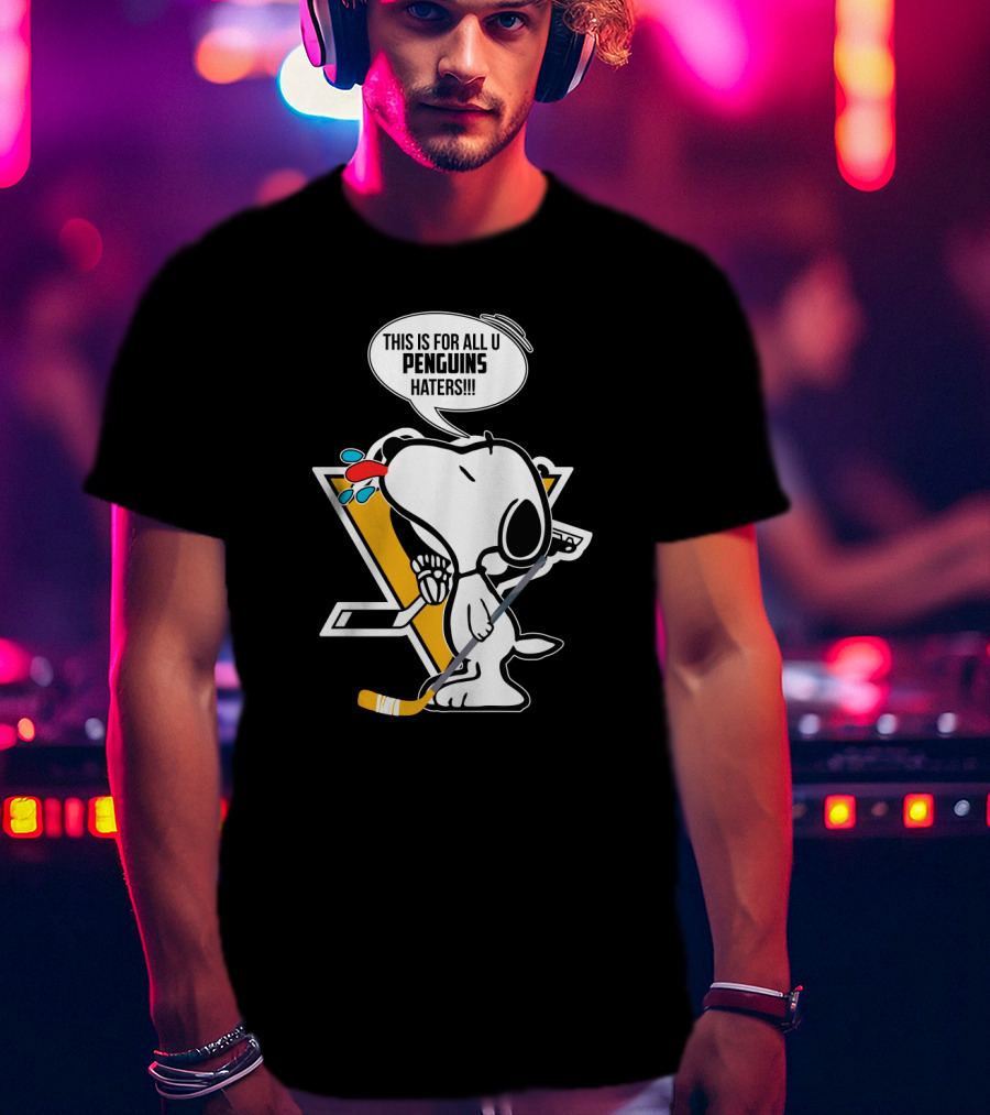 Snoopy Pittsburgh Penguins Hockey Speech Bubble Fan T-Shirt