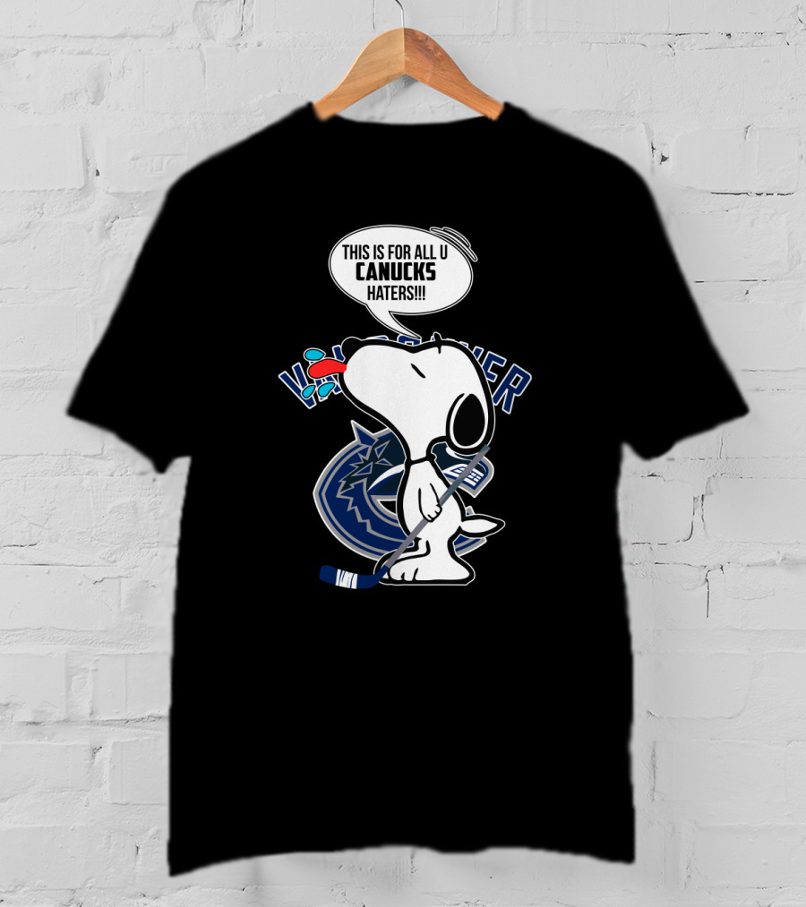 Snoopy Canucks Fans Tongue Out Speech Bubble Vancouver Hockey T-Shirt