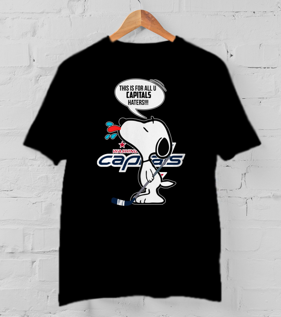 Snoopy Washington Capitals Proud Fan Message With Hockey Stick T-Shirt
