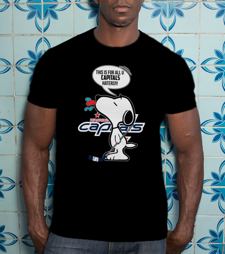Snoopy Washington Capitals Proud Fan Message With Hockey Stick T-Shirt