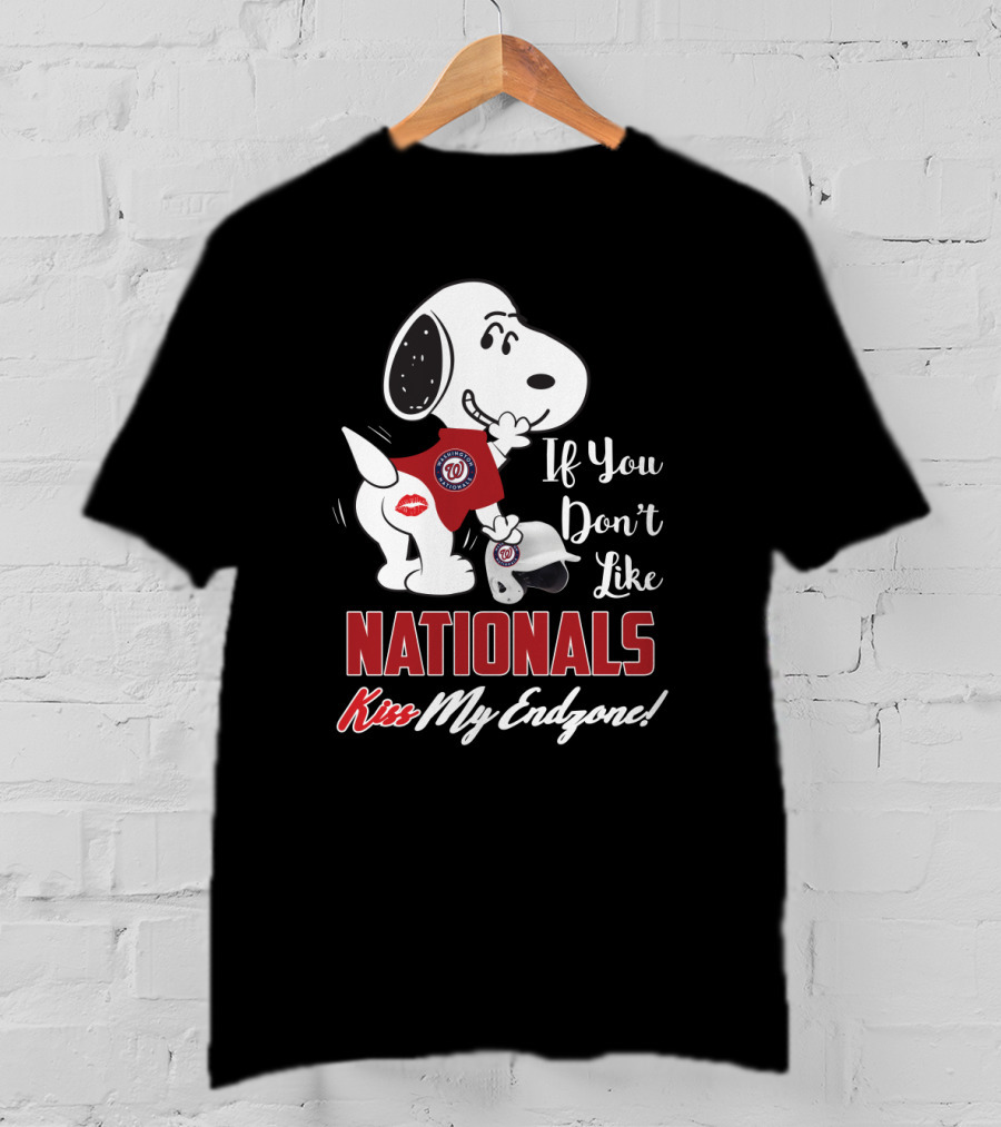 Snoopy Nationals Mascot With Washington Nationals Helmet And Kiss My Endzone T-Shirt